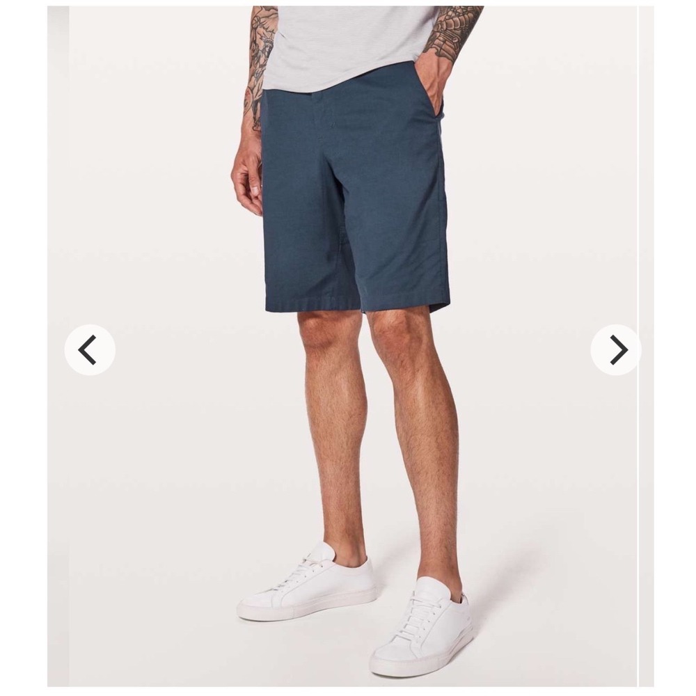 Lululemon Commission Short Relaxed Qwick Oxford 11" Blue Mens 38 Golfcore Preppy